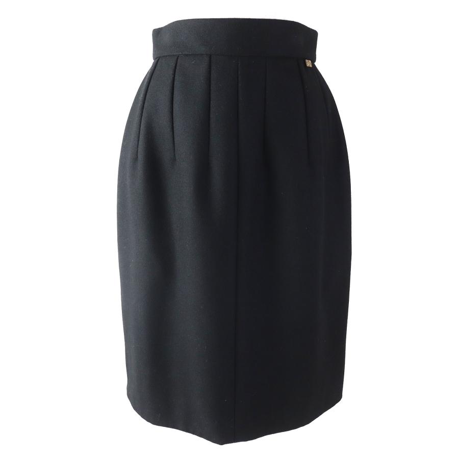 極美品△CHANEL シャネル P41438 カシミヤ25% 裏地シルク100％ ココマークパーツ ウールスカート ブラック 38 仏製 正規品 レディース CHANEL 極美品△CHANEL シャネル P41438 カシミヤ25% 裏地シルク100