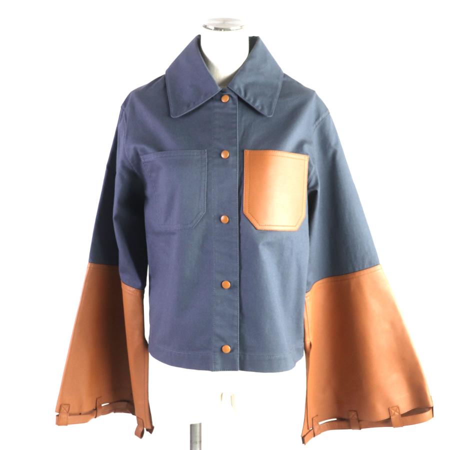 LOEWE 美品▽LOEWE ロエベ S1297920AV アナグラム ラムレザー切替 
