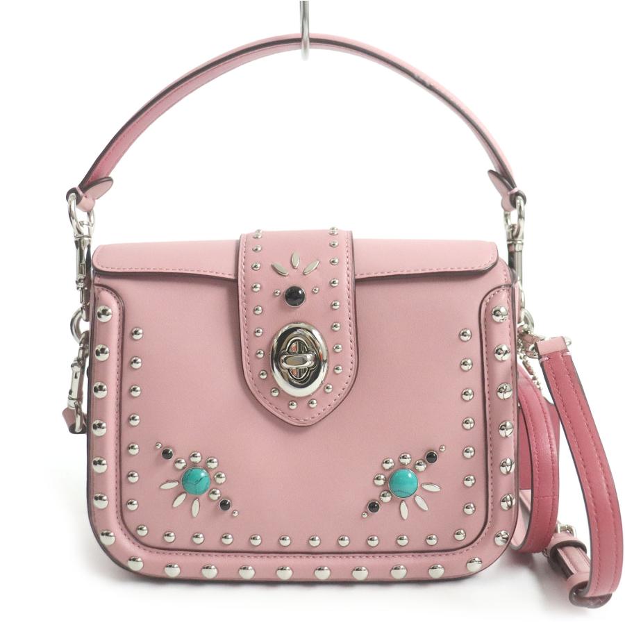 極美品□COACH コーチ レザー ペイジ ウエスタン リベット カラー 