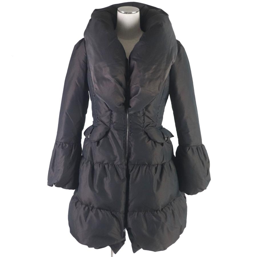 美品□MONCLER モンクレール シルク混 ボリュームカラー WZIP ダウン 