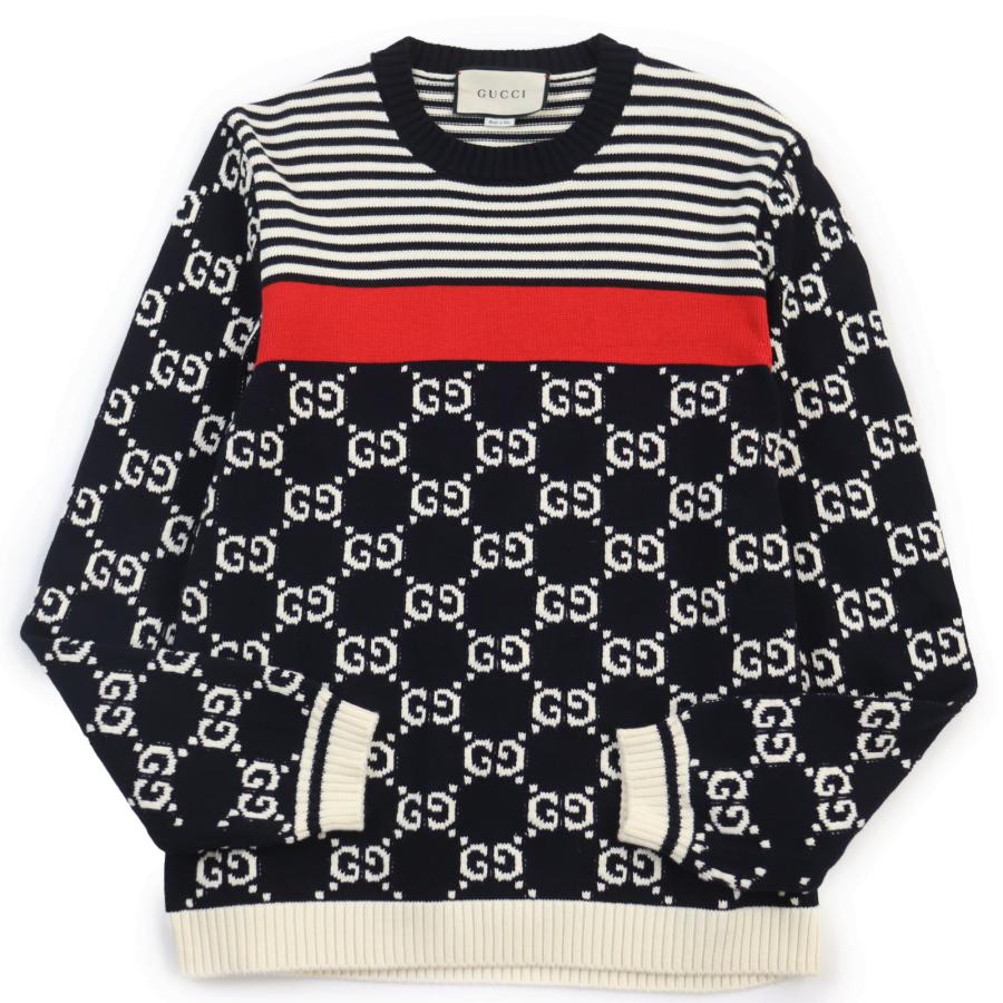 GUCCI 極美品○GUCCI グッチ 496458 GGジャガード ボーダー柄 GUCCI 極美品○GUCCI グッチ 496458 GGジャガード ボーダー柄