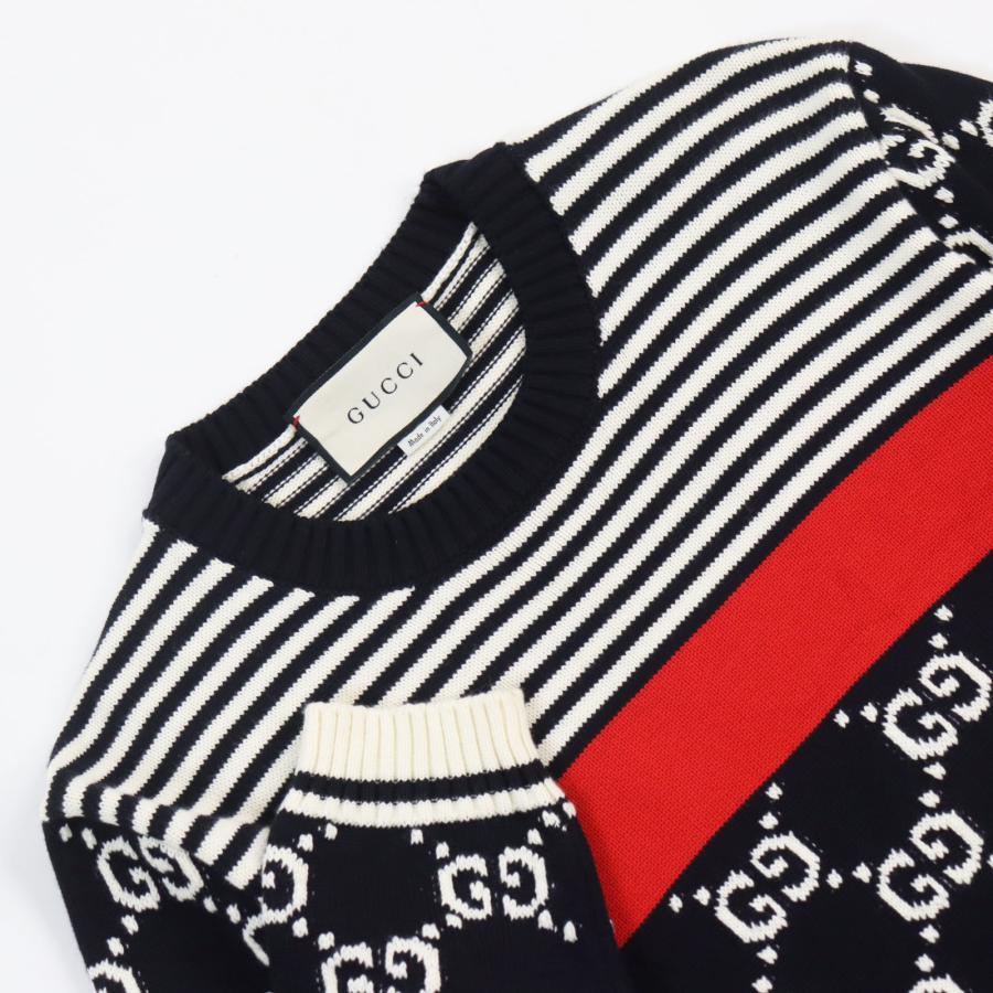 GUCCI 極美品○GUCCI グッチ 496458 GGジャガード ボーダー柄 GUCCI 極美品○GUCCI グッチ 496458 GGジャガード ボーダー柄