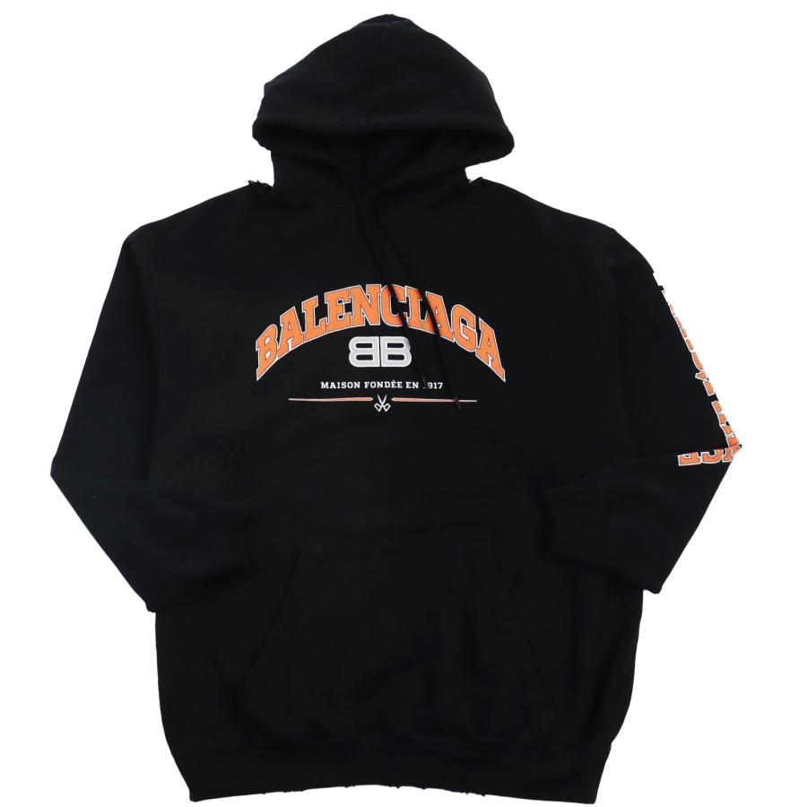【美品】BALENCIAGA バレンシアガ ロゴプリント付パーカー 極美品］バレンシアガ ロゴプリントパーカー ブラック - メルカリ