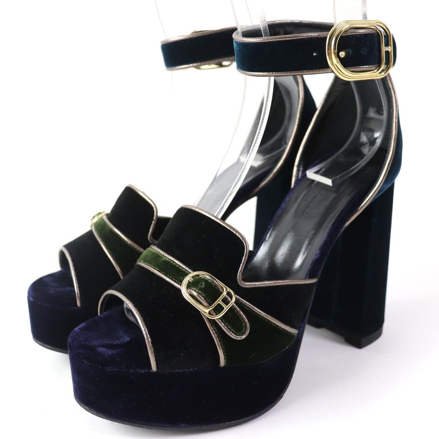 美品△HERMES エルメス 19AW ヴィオレッタ ベロア アンクルストラップ  