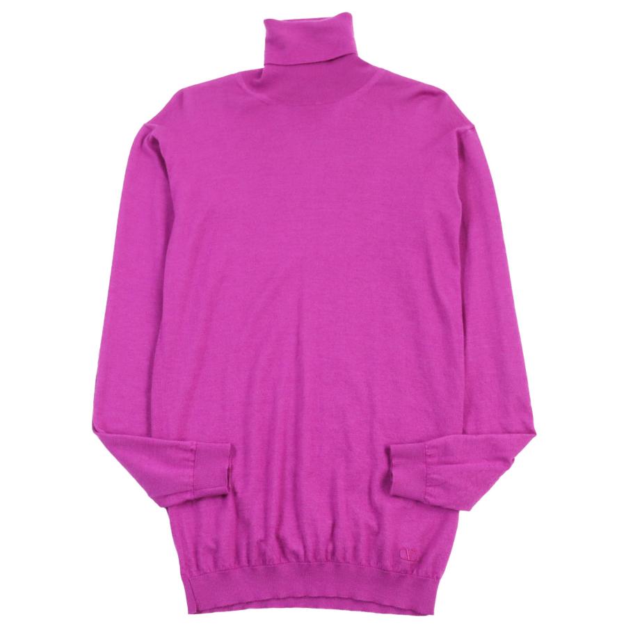 美品●ヴァレンティノ 2020年製 UB3KC17A5S7 カシミヤ シルク タートルネック ロゴ刺繍入り ニット セーター ピンク S 正規品 メンズ VALENTINO（ヴァレンティノ） 美品○ヴァレンティノ 2020年製