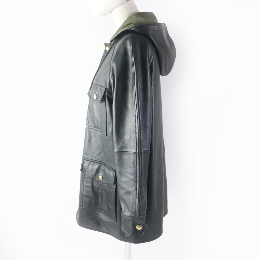 CELINE - 美品★CELINE セリーヌ 23AW 2D493151T プロンジェ ラムスキン オーバーサイズ パーカー ブラック 34 イタリア製 正規品 レディース CELINE（セリーヌ） 美品☆セリーヌ 23AW 2D493151T プロンジェ