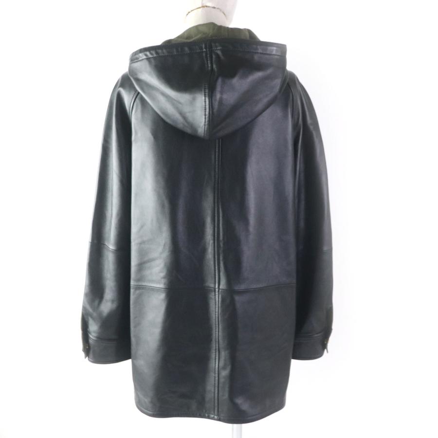 CELINE - 美品★CELINE セリーヌ 23AW 2D493151T プロンジェ ラムスキン オーバーサイズ パーカー ブラック 34 イタリア製 正規品 レディース CELINE（セリーヌ） 美品☆セリーヌ 23AW 2D493151T プロンジェ