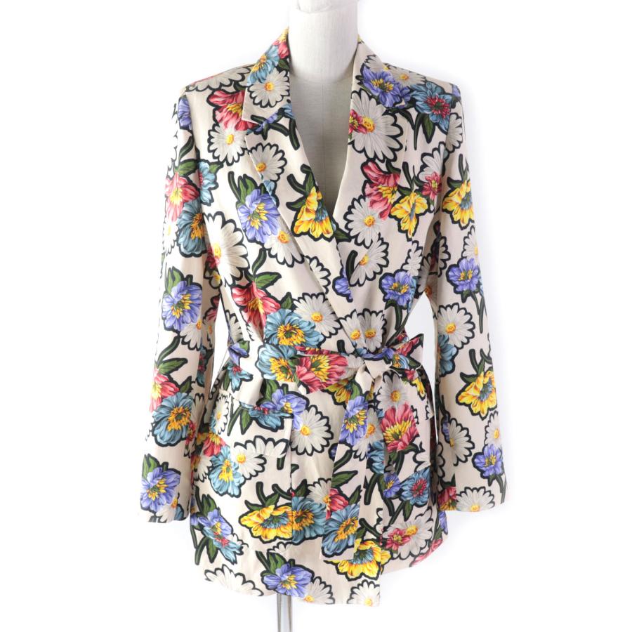 極美品★Max Mara マックスマーラ 定価71500円 22年製 花柄プリント ベルト付 ラップジャケット マルチ 42 イタリア製 正規品 レディース Max Mara（マックスマーラ） 極美品☆Max Mara 定価71500円 22年製 花