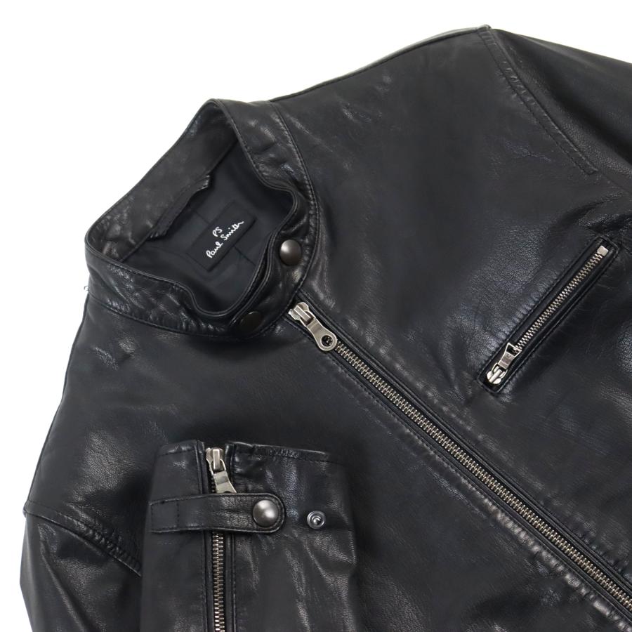 美品○ピーエス ポールスミス PP-MN-69525 ラムレザー スタンドカラー