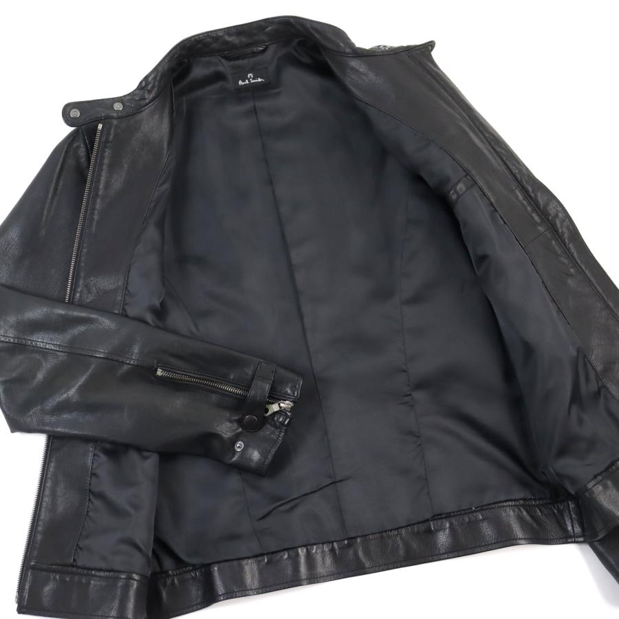 美品○ピーエス ポールスミス PP-MN-69525 ラムレザー スタンドカラー 