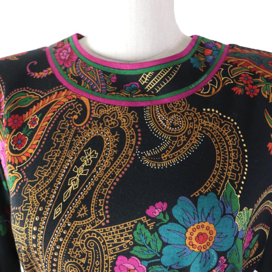 ドンドン見直し】美品☆レオナール シルク混 花柄・ペイズリー柄 長袖 