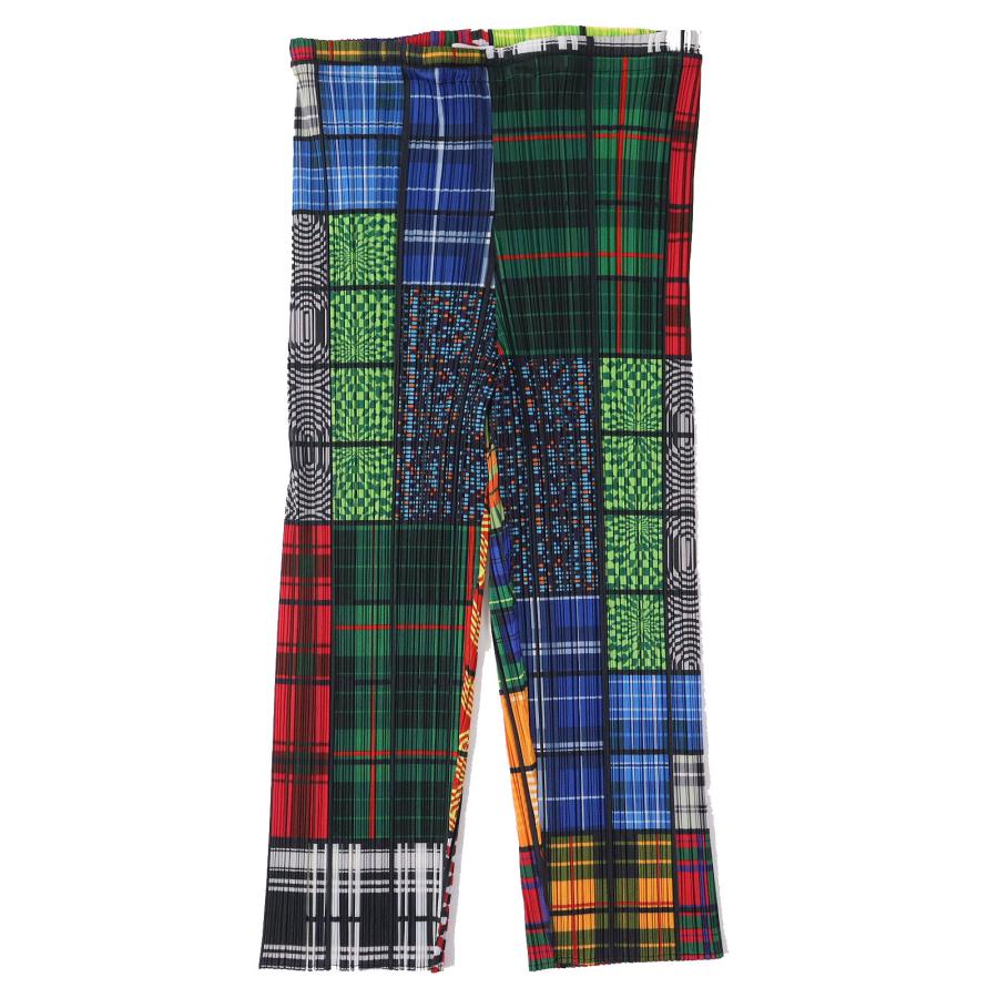 イッセイミヤケpleats please半袖シャツ パッチワーク総柄 サイズ3