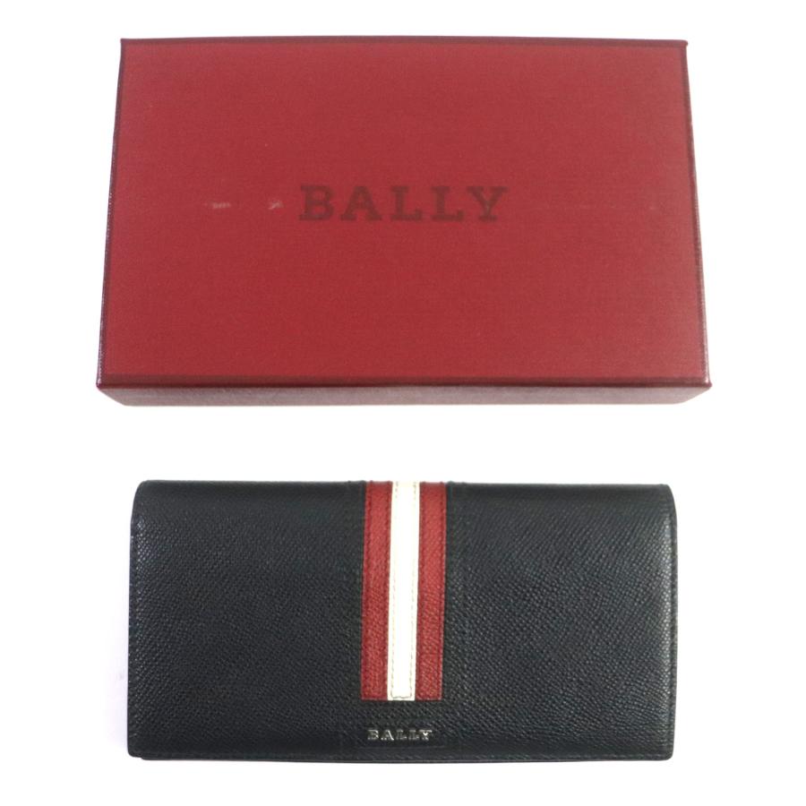 極美品▼BALLY バリー 6218067 TALIRO.LT10 レザー ロゴ金具付き ストライプ ロングウォレット 2つ折り  長財布 ブラック 箱付き メンズ｜brand-td-store｜02