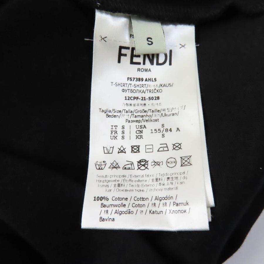 美品★FENDI フェンディ 21年製 FS7389 コットン100% エンボスロゴ入り クロップド 半袖Ｔシャツ ブラック S 伊製 正規品 レディース｜brand-td-store｜06