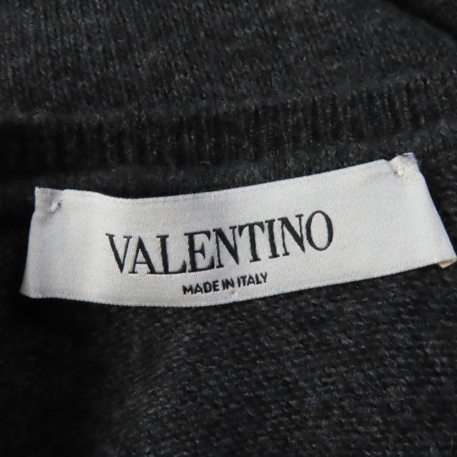 美品☆VALENTINO ヴァレンティノ ウール カシミヤ混 レース使い 長袖 ニット トップス グレー ブラック S イタリア製 正規品 レディース VALENTINO（ヴァレンティノ） 美品☆VALENTINO ウール カシミヤ混