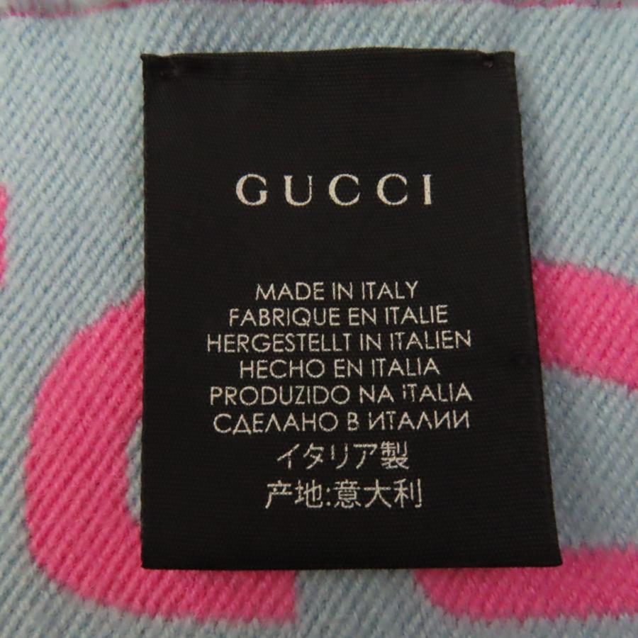 美品◎GUCCI グッチ 505395 ウール シルク GGジャガード マフラー  