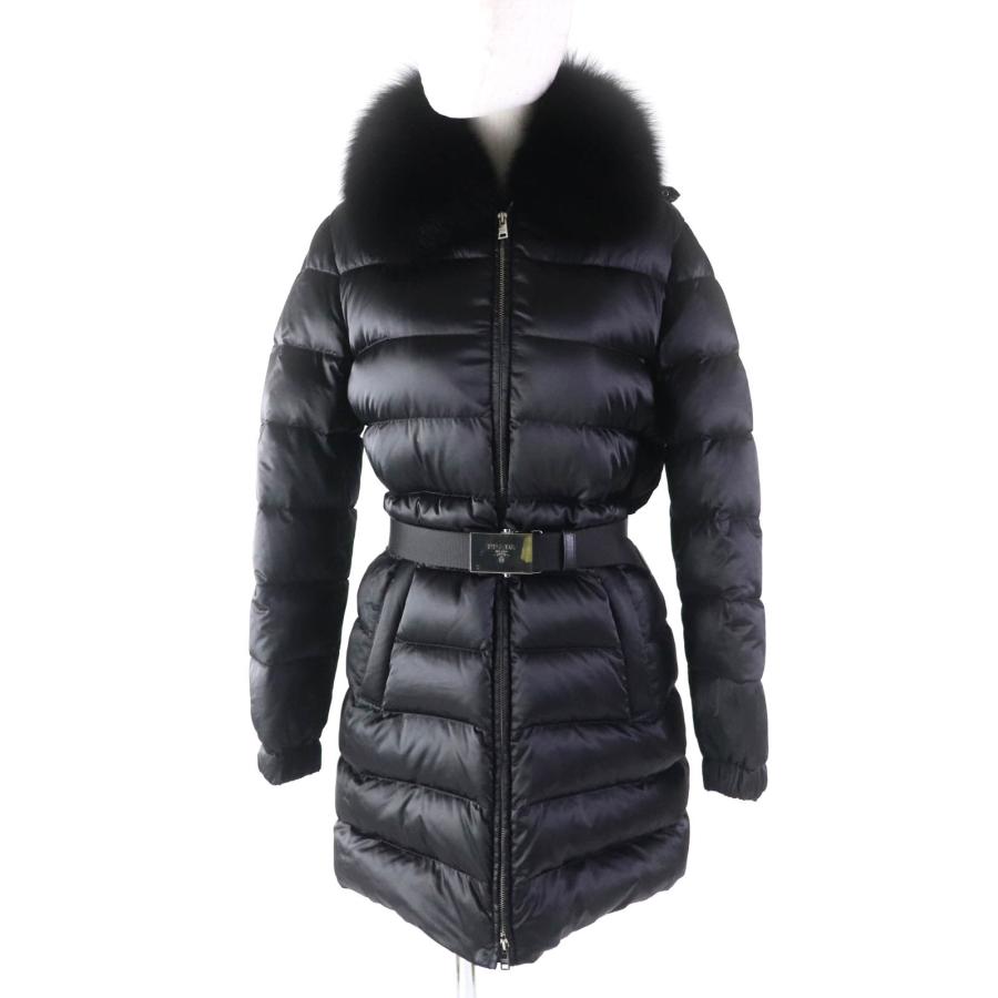 美品☆PRADA プラダ 19年製 28G082 FOXファー・フード・ガチャベルト付  