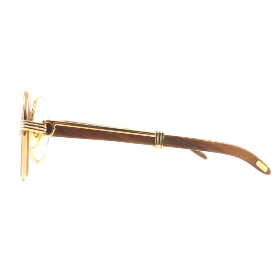 Cartier カルティエ アイウェア メガネ CT0347O ゴールド 55□18 145 Cartier（カルティエ） 人気▽Cartier ロゴ金具 ウッドテンプル メガネ