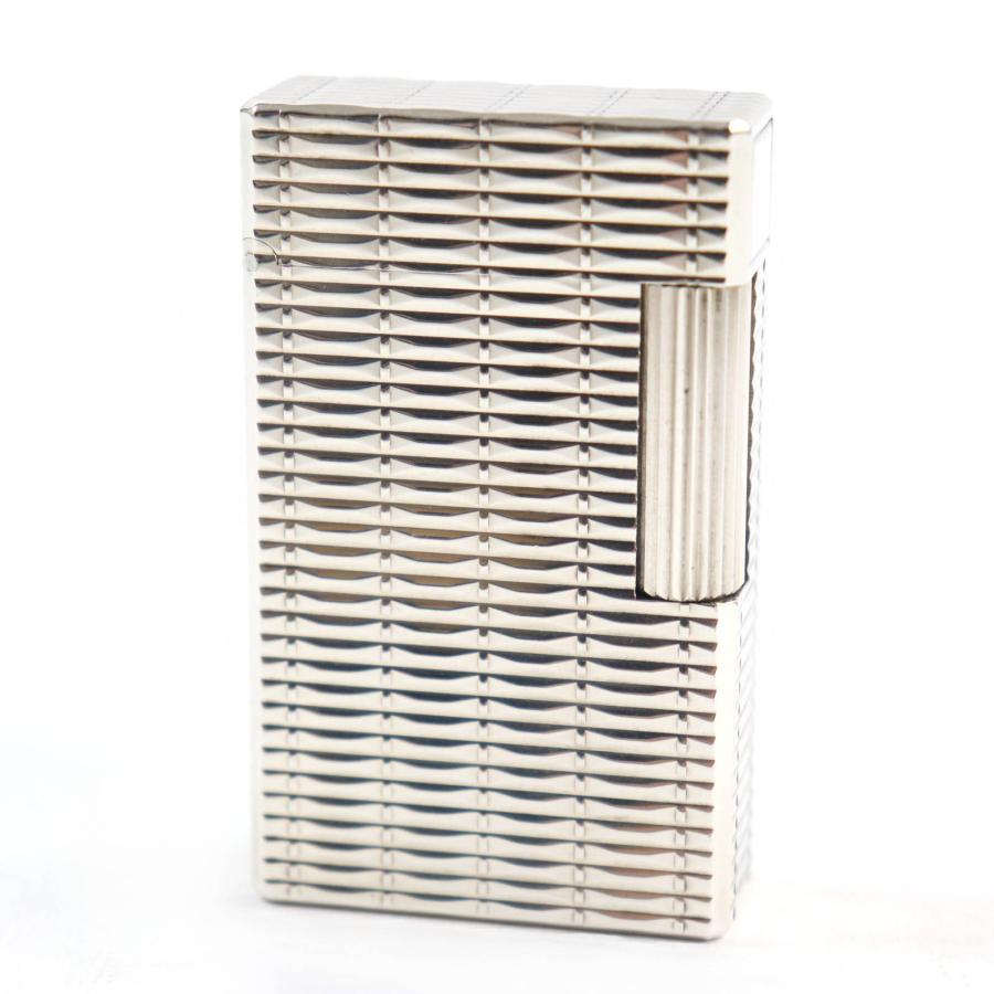 美品ST.dupontデュポンガスライターシルバー着火良品波形模様