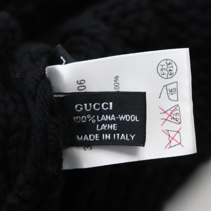 極美品●GUCCI グッチ 300052 ウール100％ インターロッキングG ケーブル編み 帽子 ニットキャップ ブラック L イタリア製 正規品 メンズ｜brand-td-store｜05