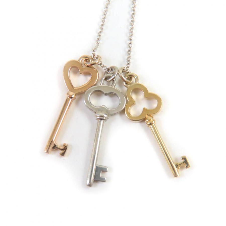 良品☆TIFFANY&Co. ティファニー AG925 AU750 トリプルキー ネックレス 