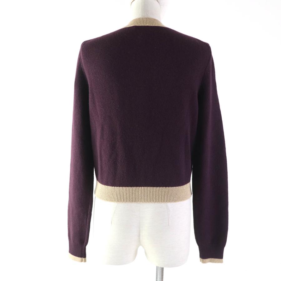 未使用品★CHANEL シャネル 17A P57065 カシミヤ 鍵穴ボタン付 カーディガン PLUM/GOLDEN BEIGE 38 英国製 レディース　エレガントの画像