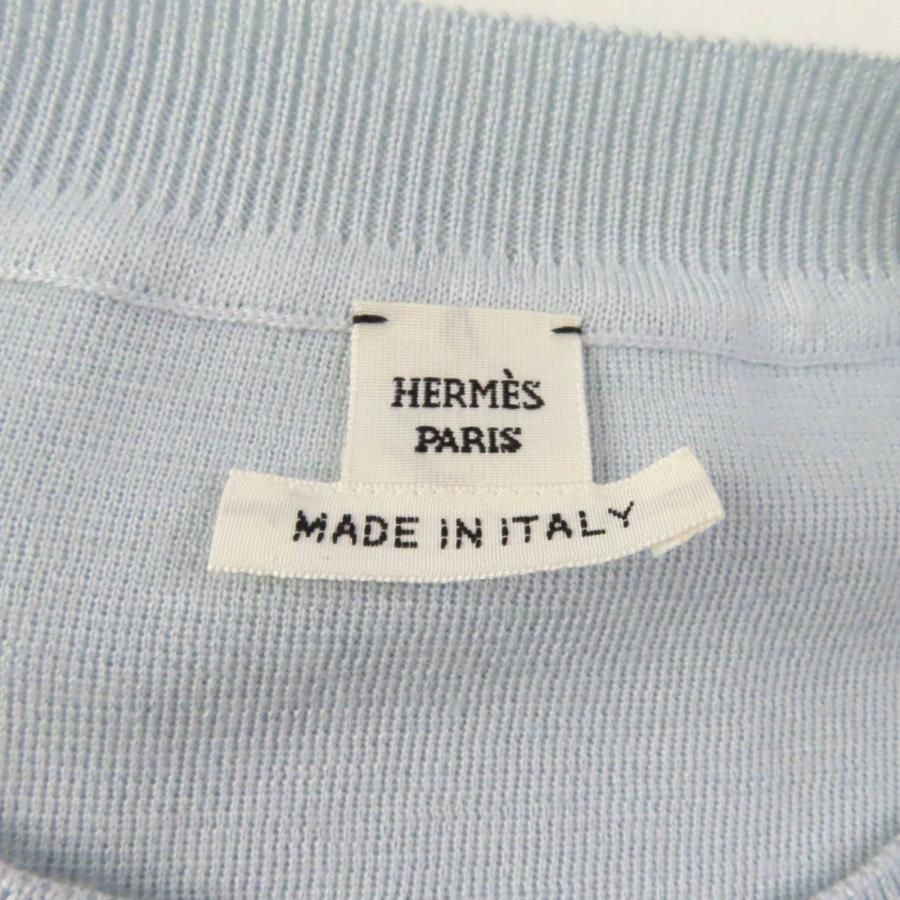 未使用☆HERMES エルメス 23AW シルク カシミヤ混 ロゴボタン付 長袖 