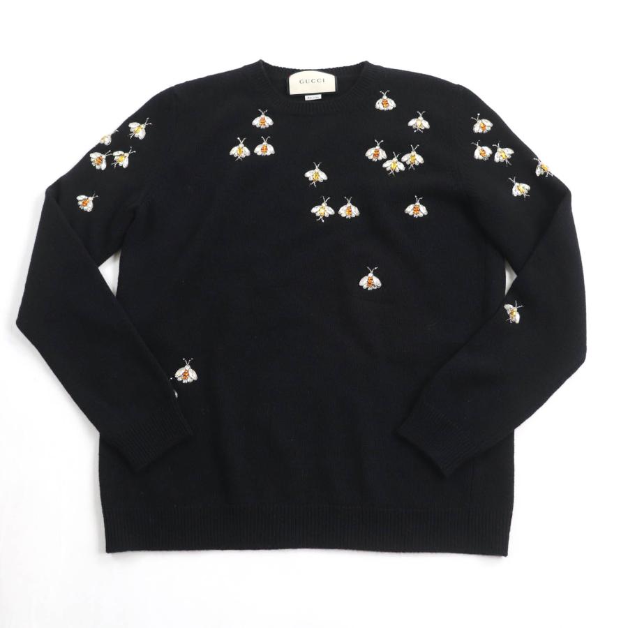 極美品☆GUCCI グッチ 526766 ウール100％ BEEビジュー付 クルーネック 