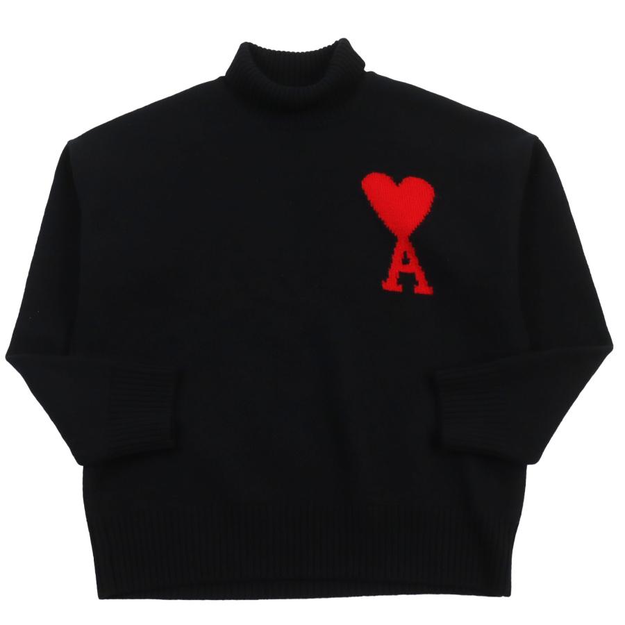 美品○AMI PARIS アミパリス BFUKS402 ハートロゴインターシャ 