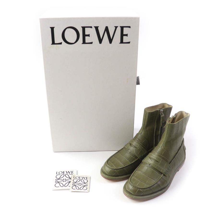 LOEWE 未使用品☆LOEWE ロエベ クロコ型押し サイドZIP レザー 