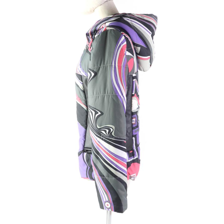 良品☆Emilio Pucci エミリオプッチ フード付 ロゴZIP レザー使い 