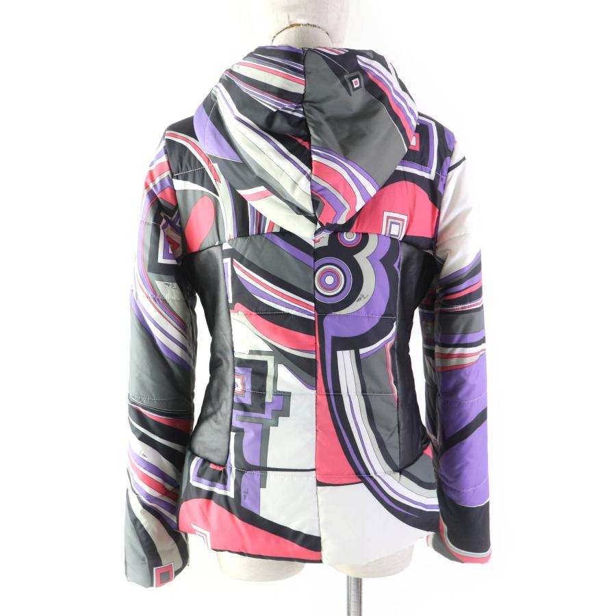 良品☆Emilio Pucci エミリオプッチ フード付 ロゴZIP レザー使い 