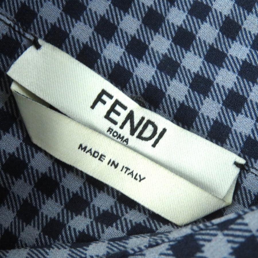 極美品△FENDI フェンディ FS7270 シルク100% ギンガムチェック柄 