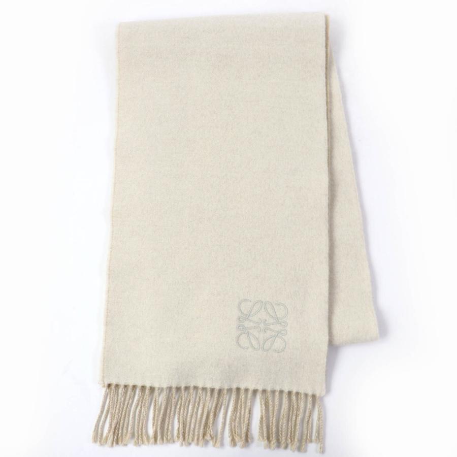 LOEWE アイボリーベージュ フリンジ付きマフラーウール&カシミア LOEWE