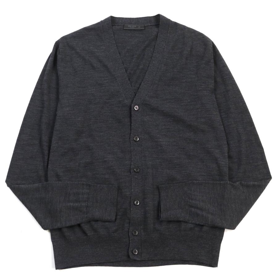 美品○PRADA プラダ UMC310 ウール100% Vネック 薄手 ロングスリーブ  