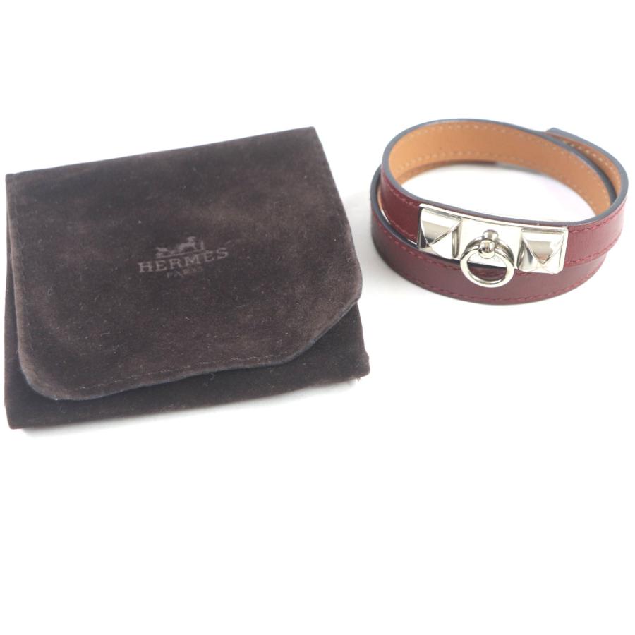 美品 エルメス コリエドシアン ブレスレット ブラウン シルバー金具 HERMES（エルメス） 美品▽HERMES コリエドシアン レザー シルバー金具