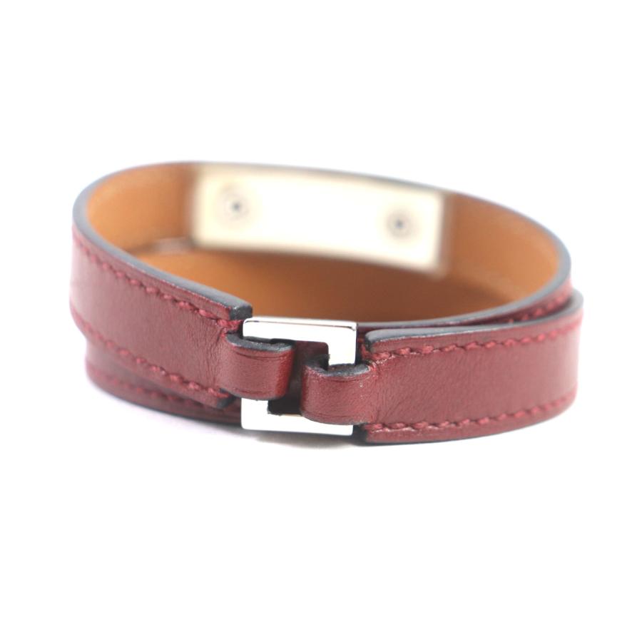美品 エルメス コリエドシアン ブレスレット ブラウン シルバー金具 HERMES（エルメス） 美品▽HERMES コリエドシアン レザー シルバー金具