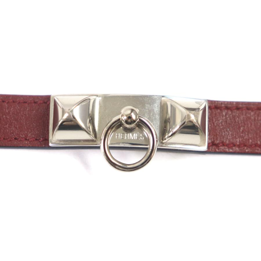 美品 エルメス コリエドシアン ブレスレット ブラウン シルバー金具 HERMES（エルメス） 美品▽HERMES コリエドシアン レザー シルバー金具