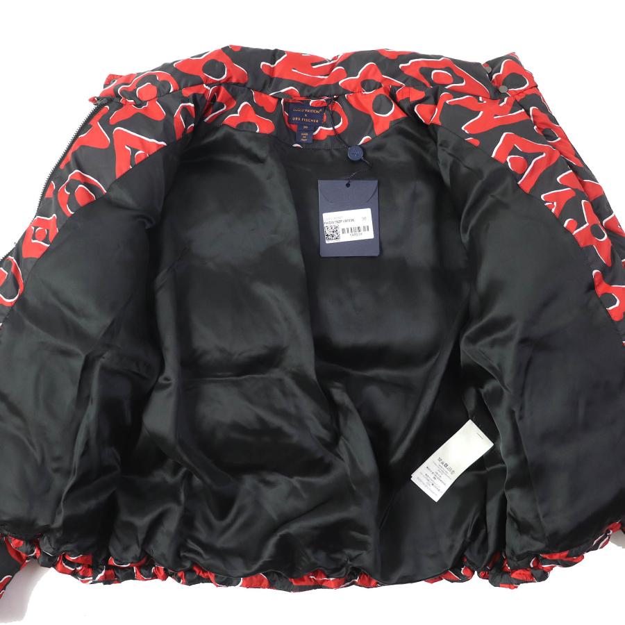 極美品△ルイヴィトン ウルス フィッシャー 21SS 1A8B3X タフテッドモノグラム ハイネック ダウンジャケット 赤 黒 36 伊製 正規品の画像
