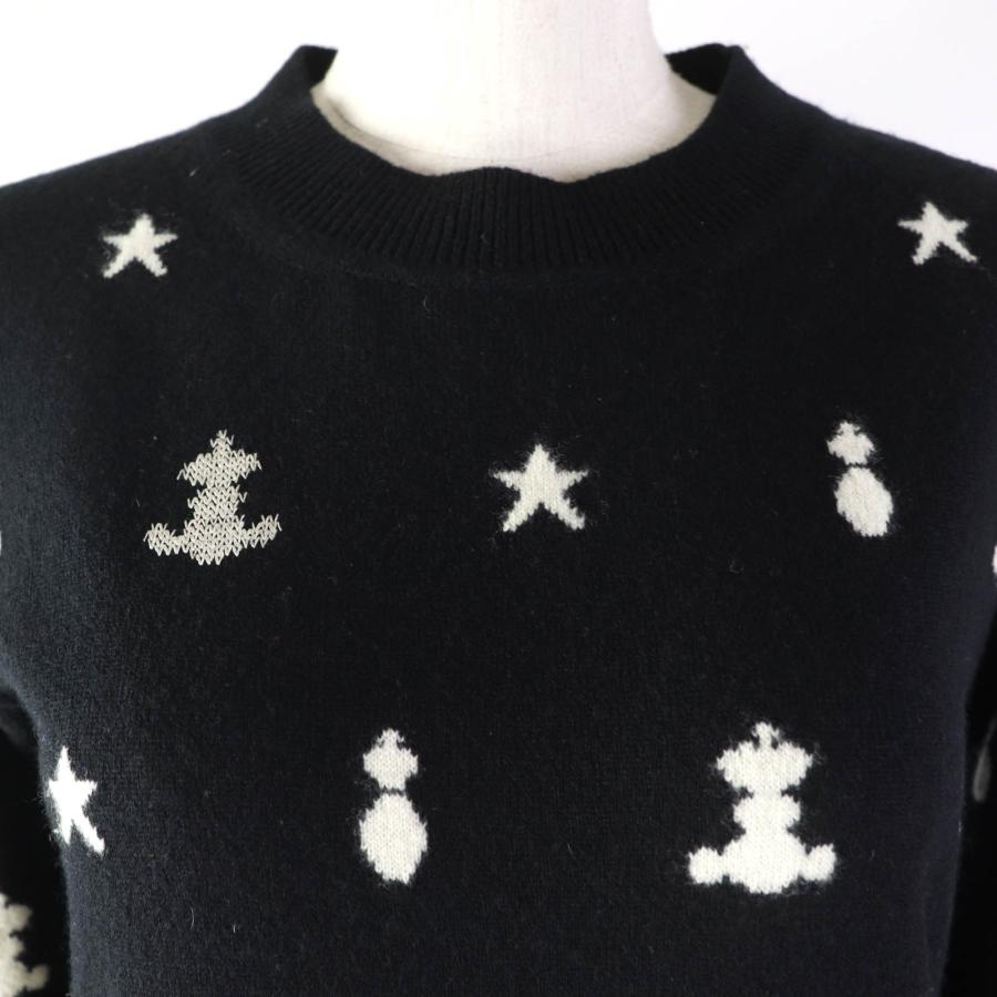 美品◎HERMES エルメス 21SS Poste et Cavalerie サーベル飾り袋 カシミヤ 刺繍 長袖 ニット ブラック ホワイト 38 イタリア製 正規品 レディース HERMES（エルメス） 極美品☆エルメス 21年 Poste et Cavalerie