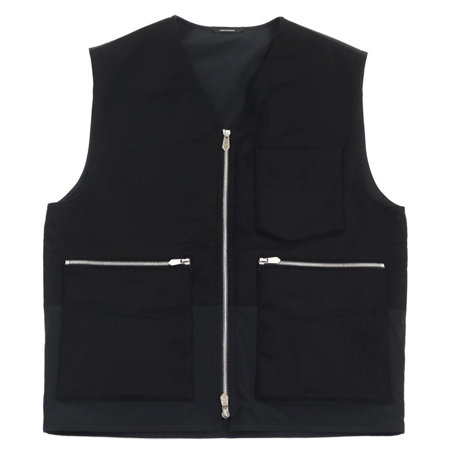 極美品○HERMES エルメス 20AW カシミヤ100% 中綿入り ナイロン切替 