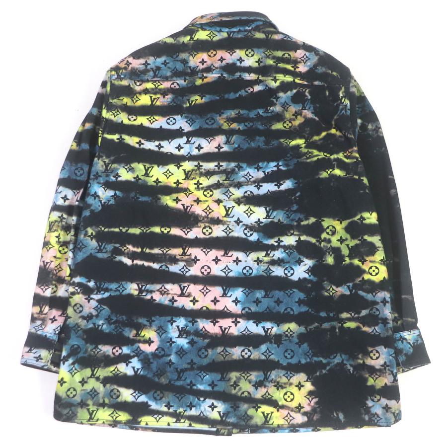 極美品□ルイヴィトン 21AW 1A9A3S プリンテッドモノグラム タイダイ デニムシャツ ジャケット ブラック系 M イタリア製 正規品 メンズの画像