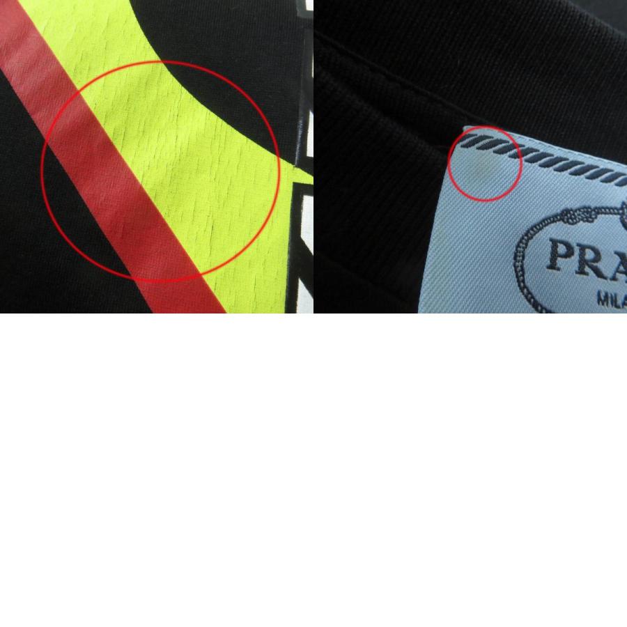 PRADA - 美品☆PRADA プラダ OMA/AMO 35976 バナナ コレクション コットン トライアングル オーバーサイズ 半袖Ｔシャツ ブラック S イタリア製 正規品 レディース PRADA（プラダ） 美品☆プラダ OMA/AMO 35976 バナナ コレクション