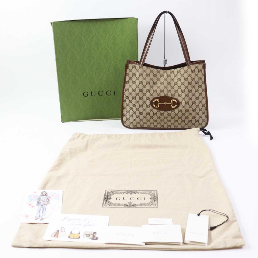 GUCCI 未使用品◎グッチ 623694 レザー GGキャンバス ホースビット 