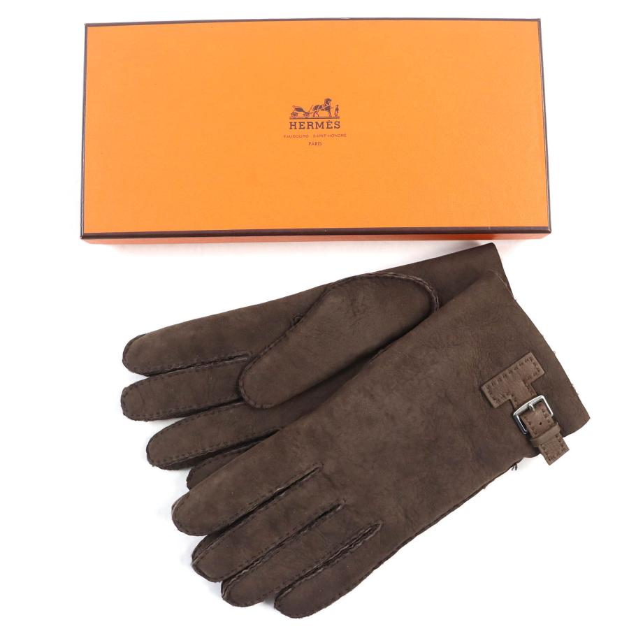 HERMES 未使用品△エルメス 072038G GANTS HOMME PHILIPPE MARRON 