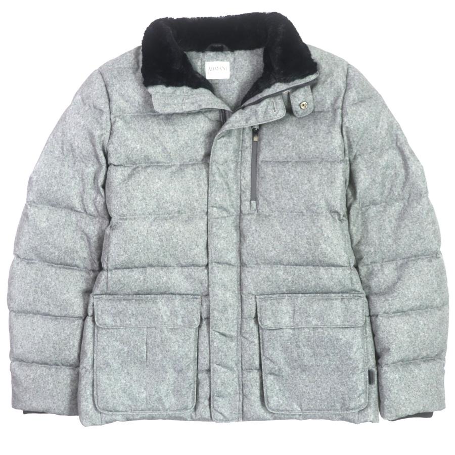 極美品▼ARMANI COLLEZIONI アルマーニコレッツォーニ フェイクファー 転写プリント WZIP ダウンジャケット グレー EU52 USA42 正規品 極美品▽ARMANI COLLEZIONI アルマーニコレッツォーニ フェイクファー