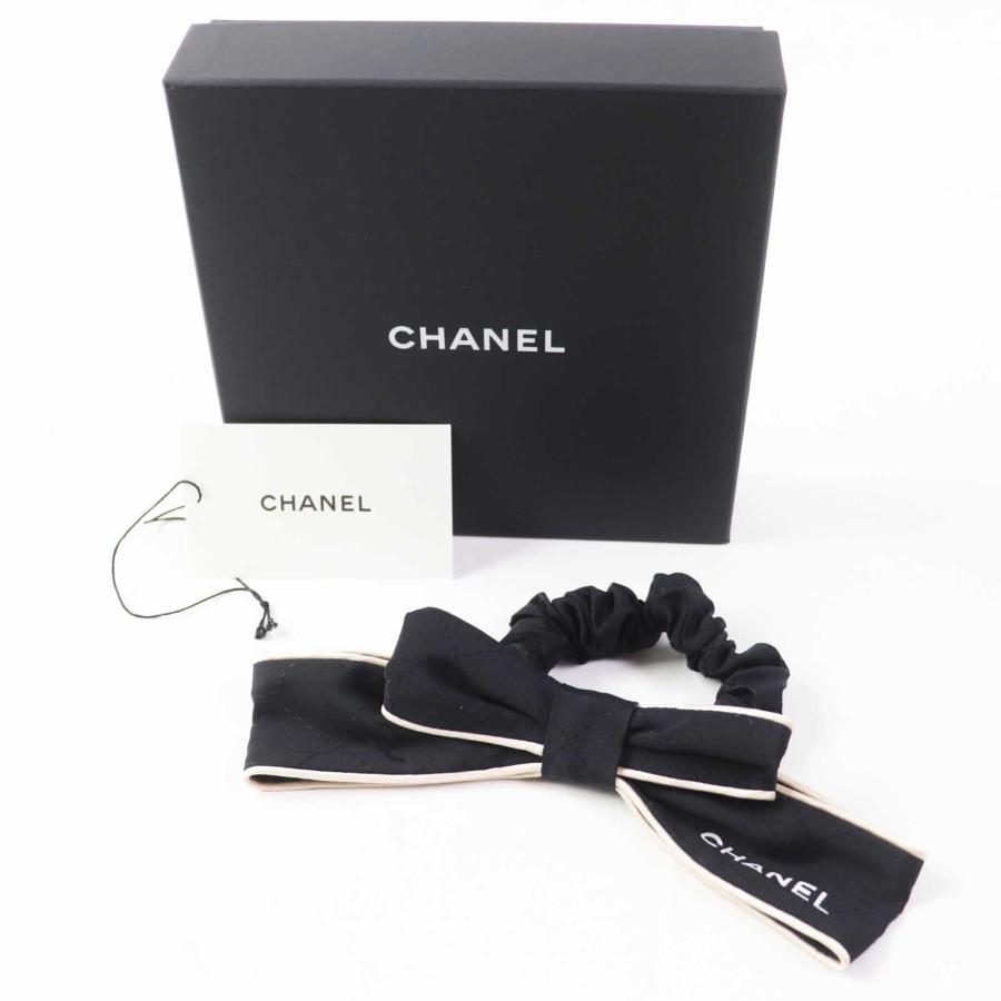 美品◎CHANEL シャネル 23C シルク100％ バイカラー リボン付き 