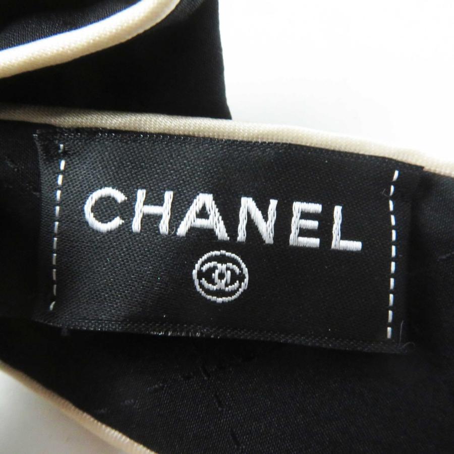 美品◎CHANEL シャネル 23C シルク100％ バイカラー リボン付き 