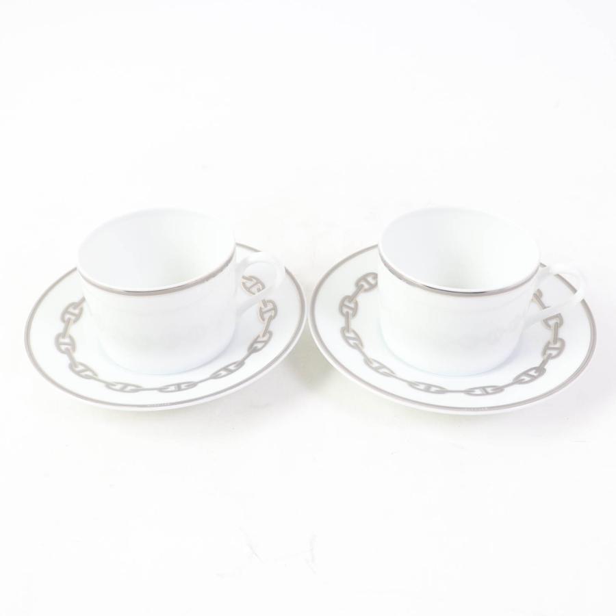 未使用品☆HERMES エルメス シェーヌダンクル 陶器 カップ&ソーサー 2 