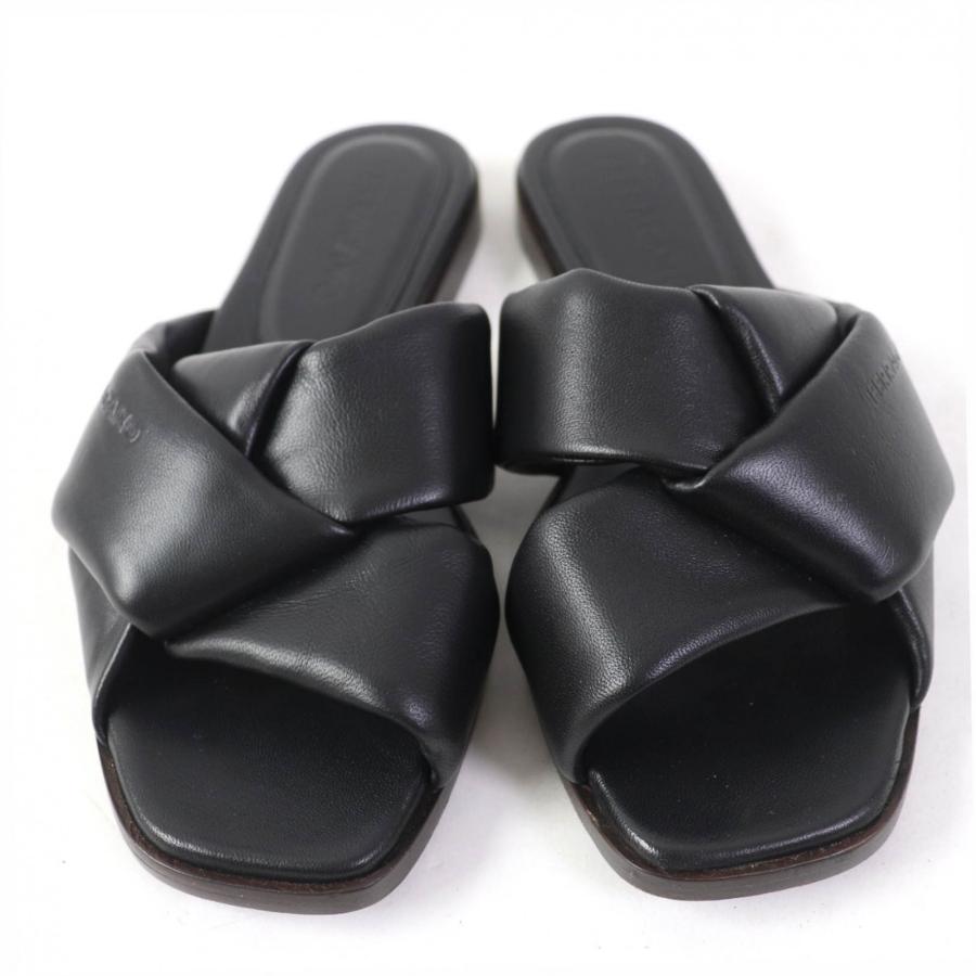 美品☆FERRAGAMO フェラガモ 760881 ALRAI レザー ロゴ入り スライド 
